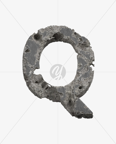 Letter Q from Concrete Erosion Font on Yellow Images Creative Fonts - S26870