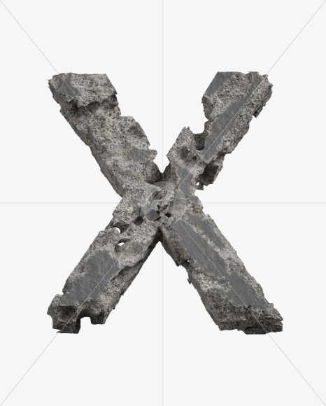 Letter X from Concrete Erosion Font on Yellow Images Creative Fonts - S26877