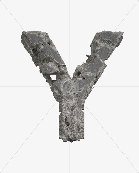 Letter Y from Concrete Erosion Font on Yellow Images Creative Fonts - S26878