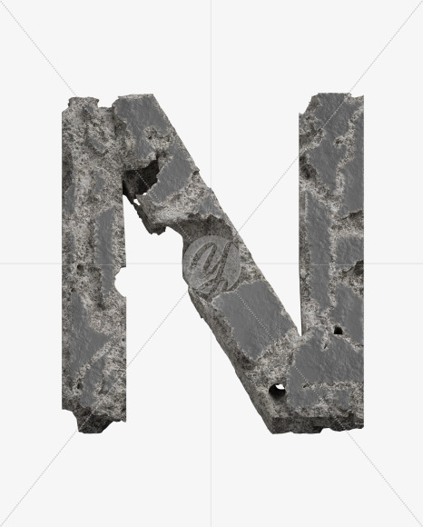 Letter N from Concrete Erosion Font on Yellow Images Creative Fonts - S26867