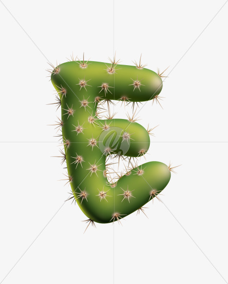 Letter E from Texas Cactus Font on Yellow Images Creative Fonts - S26902