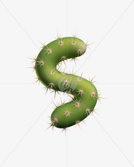 Letter S from Texas Cactus Font on Yellow Images Creative Fonts - S26916