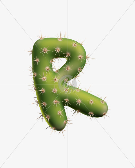 Letter R from Texas Cactus Font on Yellow Images Creative Fonts - S26915