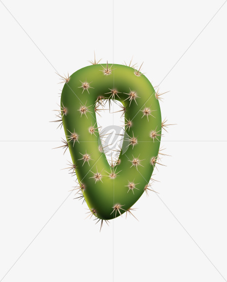 Letter D from Texas Cactus Font on Yellow Images Creative Fonts - S26901