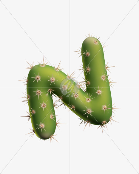 Letter N from Texas Cactus Font on Yellow Images Creative Fonts - S26911