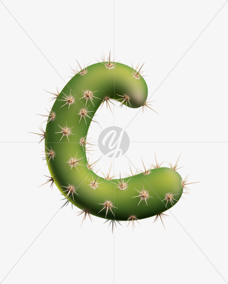 Letter C from Texas Cactus Font on Yellow Images Creative Fonts - S26900