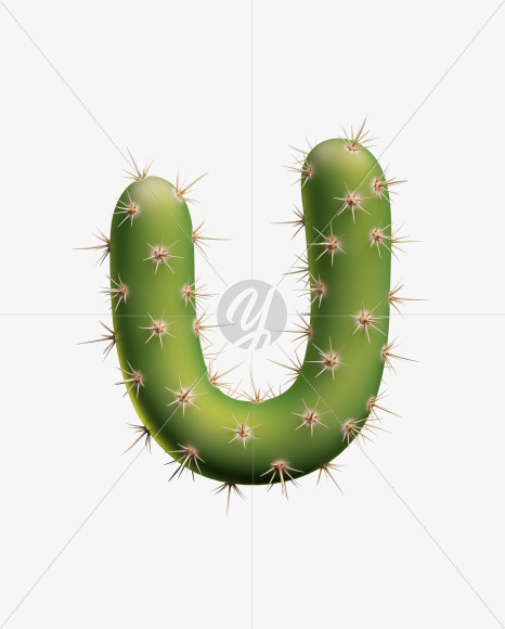 Letter U from Texas Cactus Font on Yellow Images Creative Fonts - S26918