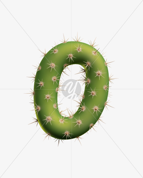 0 from Texas Cactus Font on Yellow Images Creative Fonts - S26933