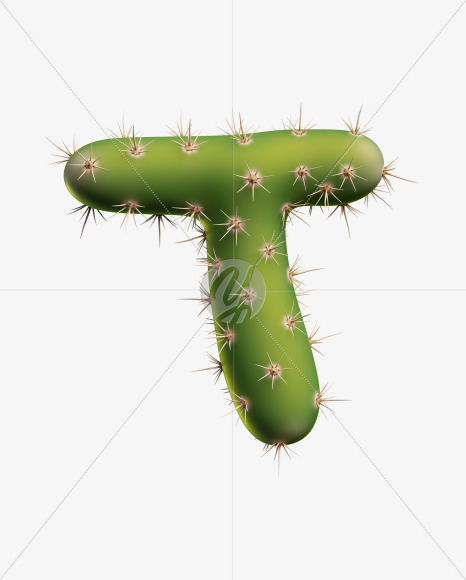 Letter T from Texas Cactus Font on Yellow Images Creative Fonts - S26917