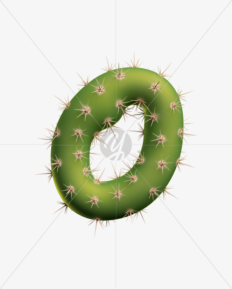 Letter O from Texas Cactus Font on Yellow Images Creative Fonts - S26912