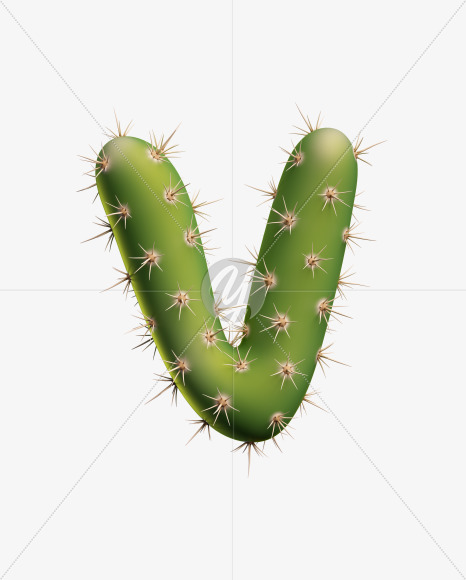 Letter V from Texas Cactus Font on Yellow Images Creative Fonts - S26919