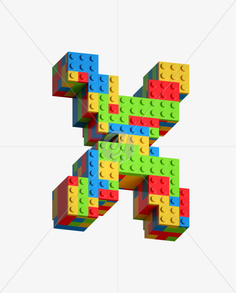 Letter X from Lego Blocks Font on Yellow Images Creative Fonts - S27057