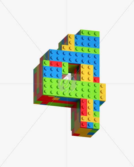 4 from Lego Blocks Font on Yellow Images Creative Fonts - S27063