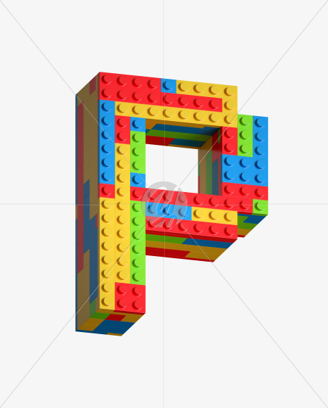 Letter P from Lego Blocks Font on Yellow Images Creative Fonts - S27049