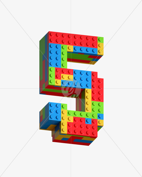 5 from Lego Blocks Font on Yellow Images Creative Fonts - S27064