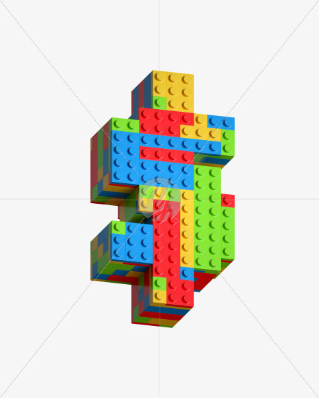 $ from Lego Blocks Font on Yellow Images Creative Fonts - S27073