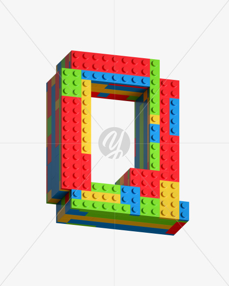 Letter Q from Lego Blocks Font on Yellow Images Creative Fonts - S27050