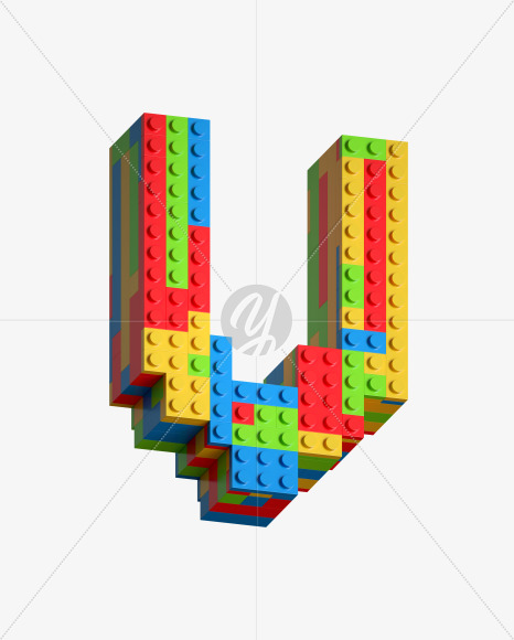 Letter V from Lego Blocks Font on Yellow Images Creative Fonts - S27055