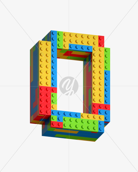 Letter O from Lego Blocks Font on Yellow Images Creative Fonts - S27048