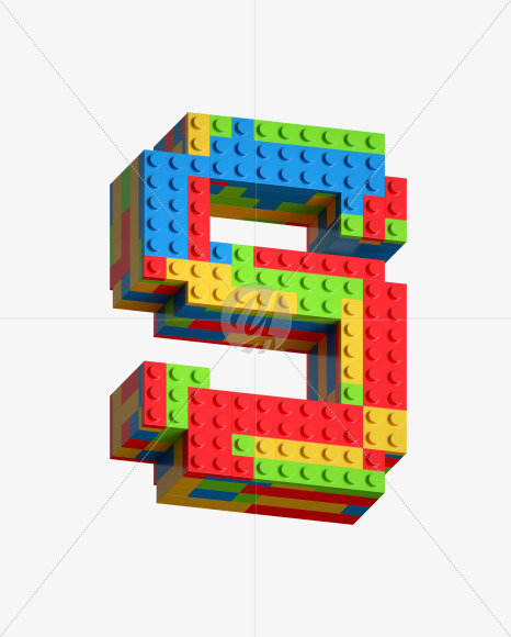 Letter S from Lego Blocks Font on Yellow Images Creative Fonts - S27052