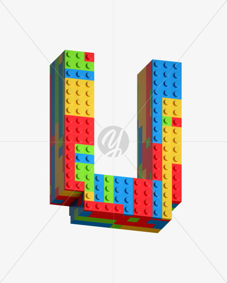 Letter U from Lego Blocks Font on Yellow Images Creative Fonts - S27054