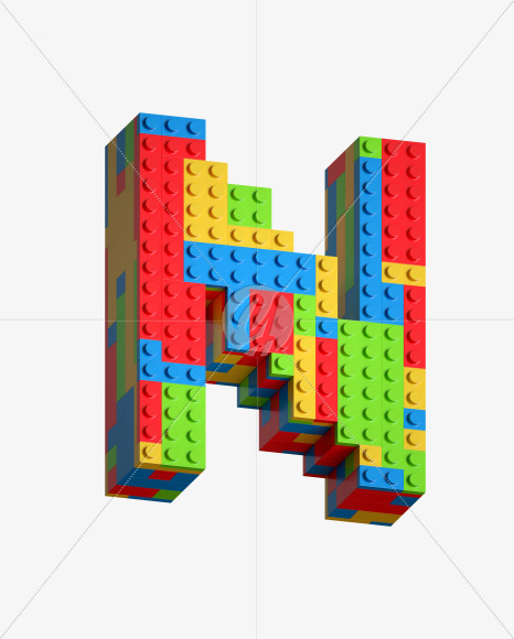 Letter N from Lego Blocks Font on Yellow Images Creative Fonts - S27047