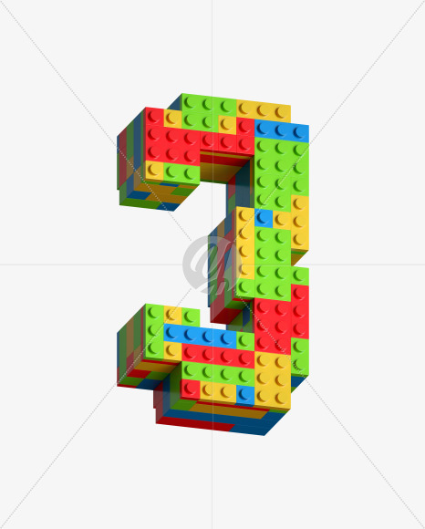 3 from Lego Blocks Font on Yellow Images Creative Fonts - S27062