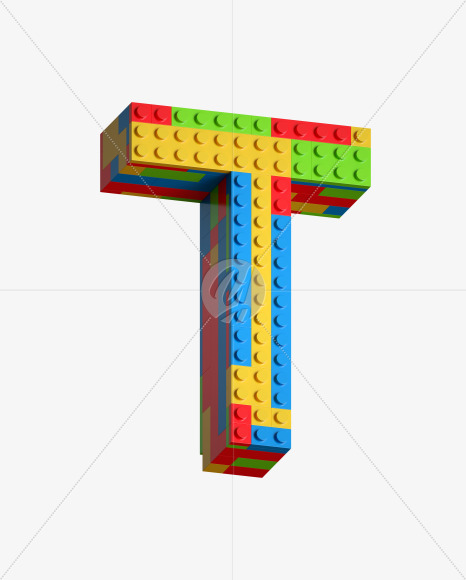 Letter T from Lego Blocks Font on Yellow Images Creative Fonts - S27053