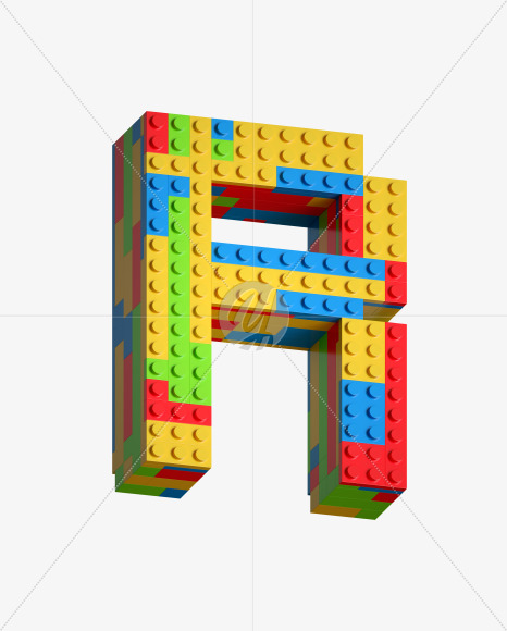 Letter R from Lego Blocks Font on Yellow Images Creative Fonts - S27051