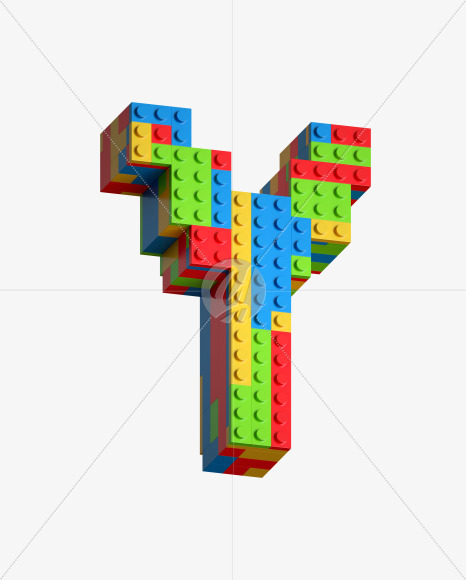 Letter Y from Lego Blocks Font on Yellow Images Creative Fonts - S27058