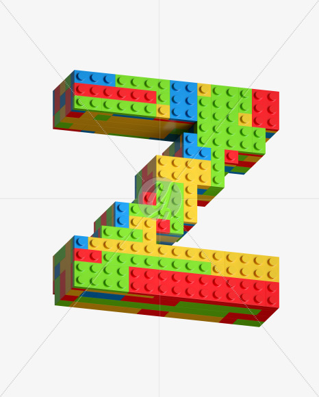 Letter Z from Lego Blocks Font on Yellow Images Creative Fonts - S27059