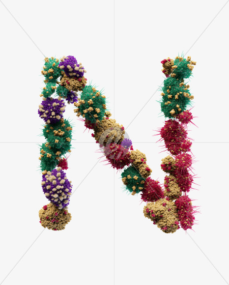 Letter N from Bacteria Font on Yellow Images Creative Fonts - S27212