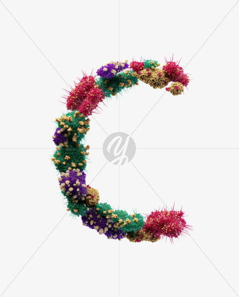 Letter C from Bacteria Font on Yellow Images Creative Fonts - S27201