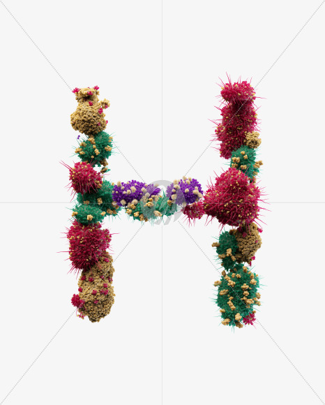 Letter H from Bacteria Font on Yellow Images Creative Fonts - S27206