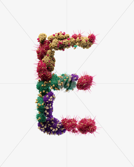 Letter E from Bacteria Font on Yellow Images Creative Fonts - S27203