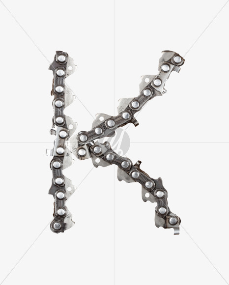 Letter K from Metal Chain Font on Yellow Images Creative Fonts - S27342