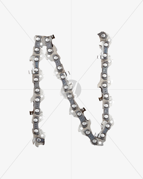 Letter N from Metal Chain Font on Yellow Images Creative Fonts - S27345