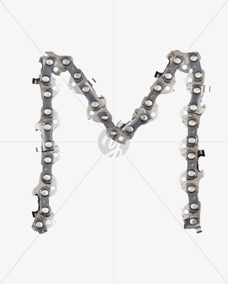 Letter M from Metal Chain Font on Yellow Images Creative Fonts - S27344