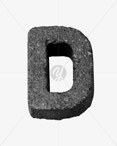 Letter D from Black Concrete Font on Yellow Images Creative Fonts - S27425