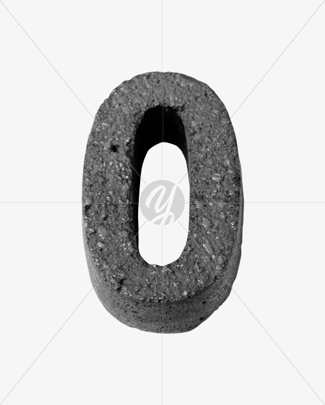 Letter O from Black Concrete Font on Yellow Images Creative Fonts - S27436