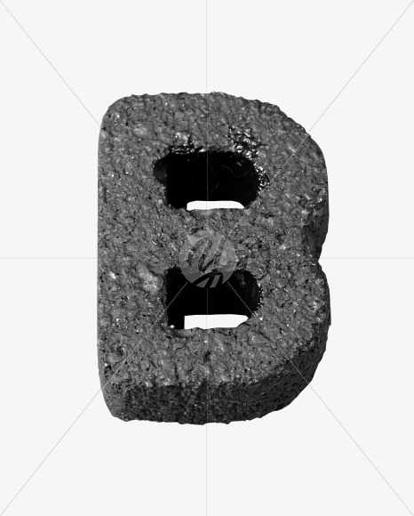 Letter B from Black Concrete Font on Yellow Images Creative Fonts - S27423