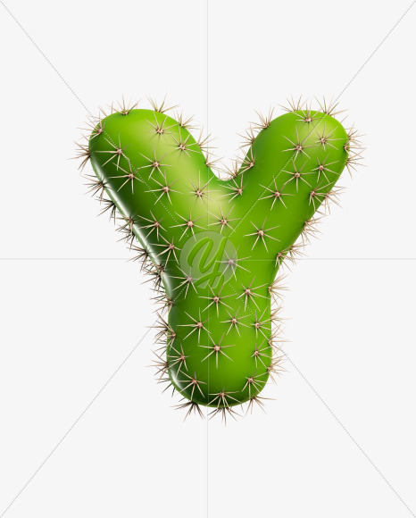 Letter Y from Green Cactus Font on Yellow Images Creative Fonts - S27483