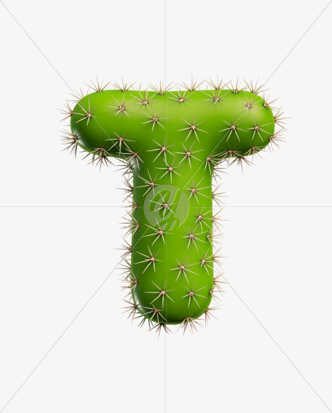 Letter T from Green Cactus Font on Yellow Images Creative Fonts - S27478