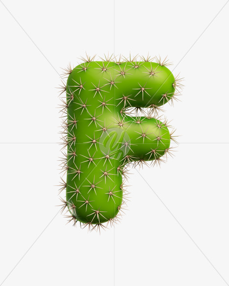 Letter F from Green Cactus Font on Yellow Images Creative Fonts - S27464