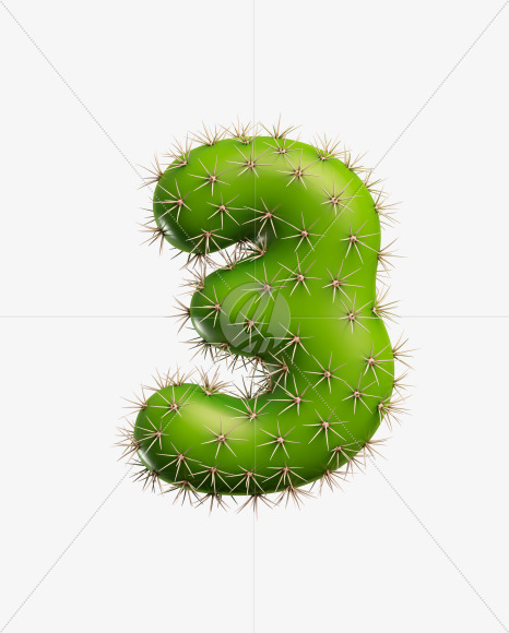 3 from Green Cactus Font on Yellow Images Creative Fonts - S27487