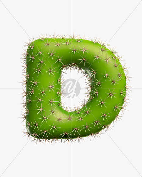 Letter D from Green Cactus Font on Yellow Images Creative Fonts - S27462