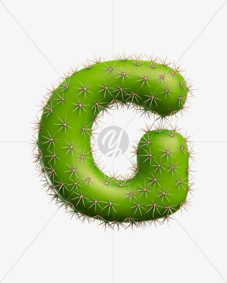 Letter G from Green Cactus Font on Yellow Images Creative Fonts - S27465