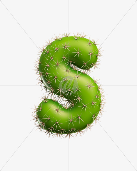 Letter S from Green Cactus Font on Yellow Images Creative Fonts - S27477