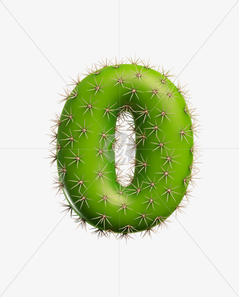 0 from Green Cactus Font on Yellow Images Creative Fonts - S27494