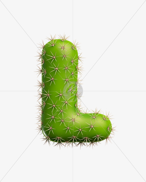 Letter L from Green Cactus Font on Yellow Images Creative Fonts - S27470